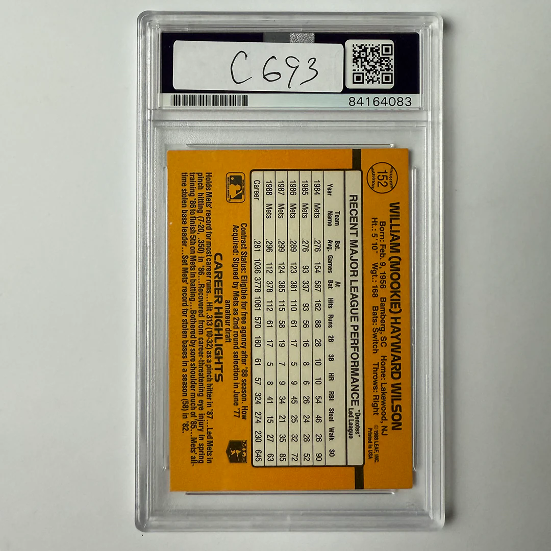 Mookie Wilson Signed 1989 Donruss #152 w/2 Inscriptions PSA Auto Authentic - Image 2
