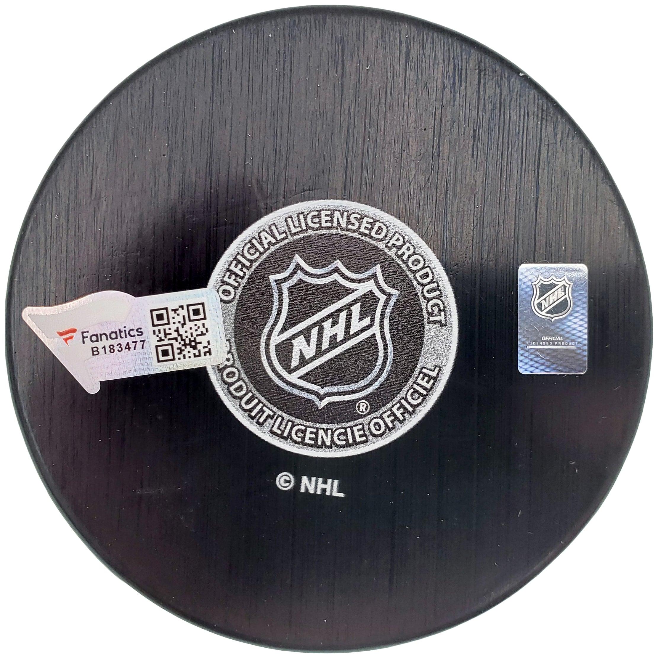 Morgan Geekie Autographed Official Seattle Kraken Logo Hockey Puck "Release The Kraken" Fanatics Holo Stock #197087 - Image 2