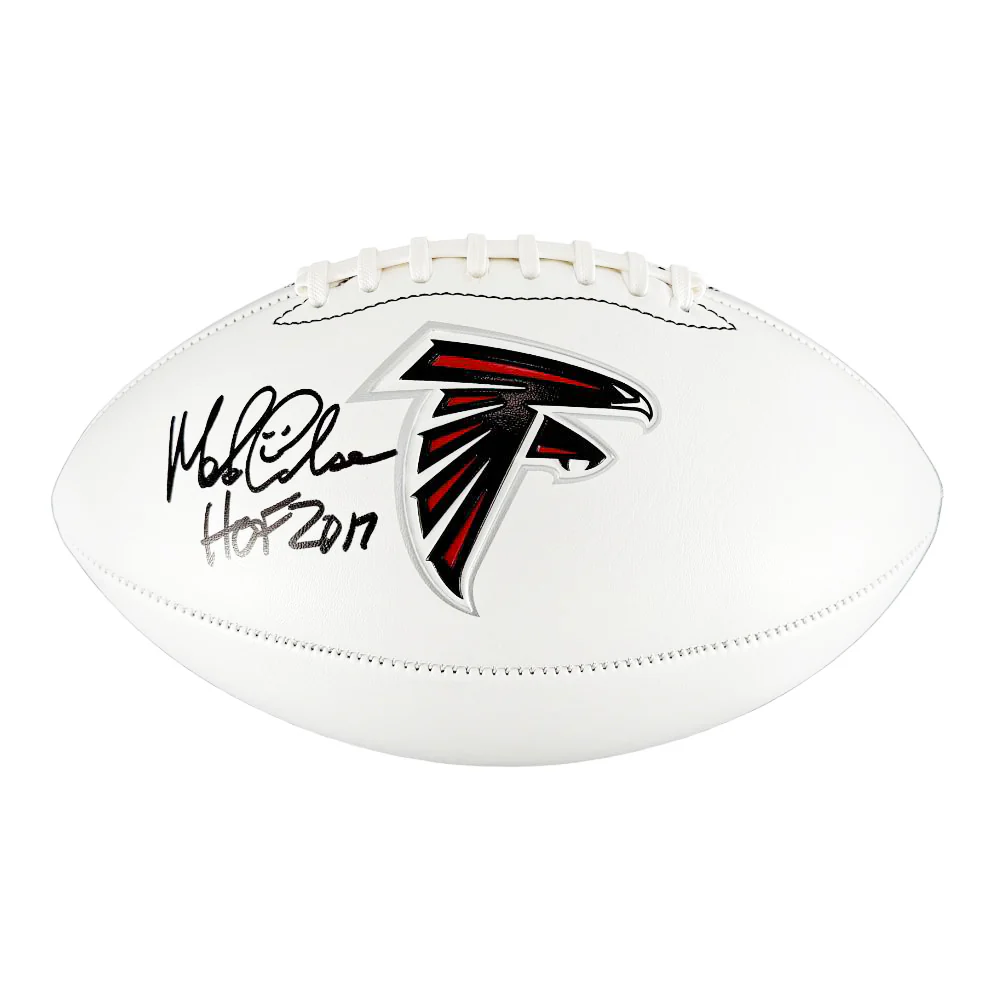 Morten Andersen Signed HOF 2017 Inscription Atlanta Falcons Official NFL Team Logo Football (JSA)