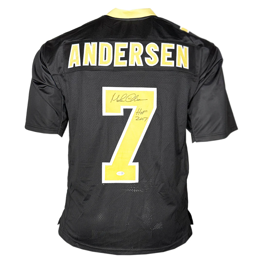 Morten Andersen Signed HOF 2017 Inscription New Orleans Black Football Jersey (JSA)