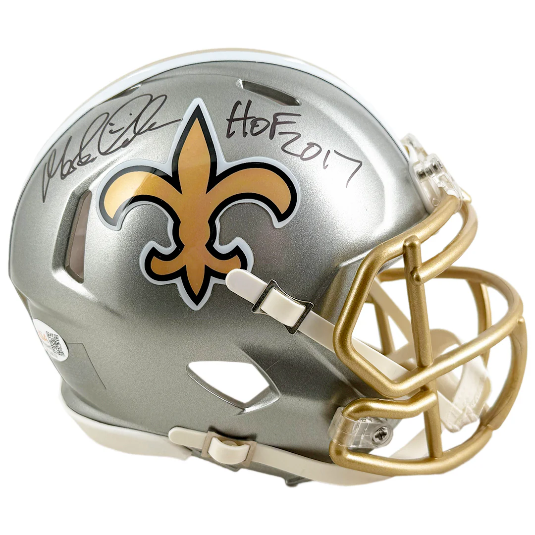 Morten Andersen Signed HOF 2017 Inscription New Orleans Saints Flash Mini Football Helmet (JSA)