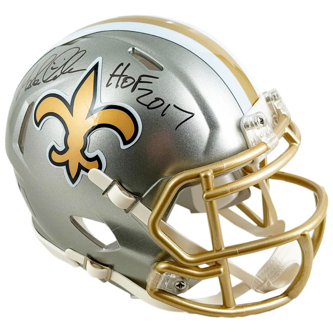 Morten Andersen Signed HOF 2017 Inscription New Orleans Saints Flash Mini Football Helmet (JSA) - Image 3