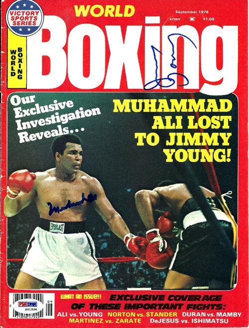 Muhammad Ali & Jimmy Young Autographed Boxing World Magazine Cover PSA/DNA #S01596 - Image 2