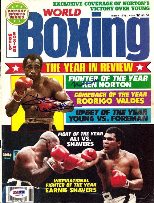 Muhammad Ali & Ken Norton Autographed Boxing World Magazine Cover PSA/DNA #S01573 - Image 2