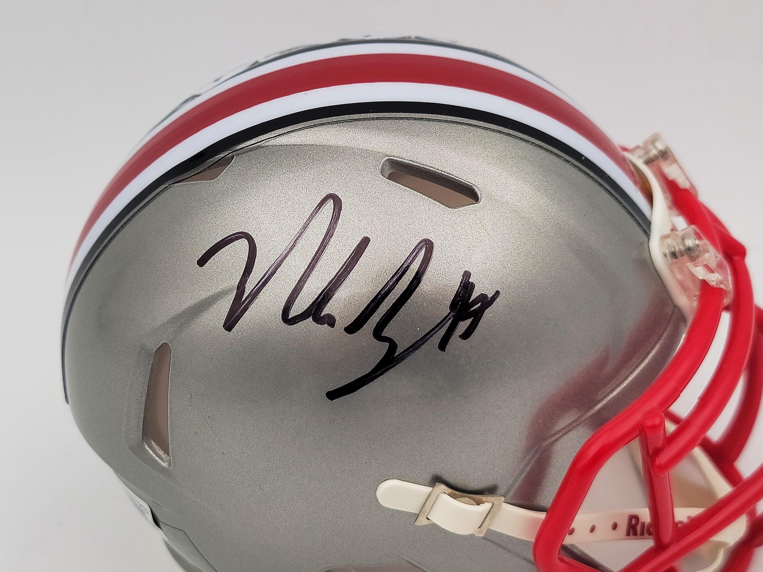 Nick Bosa Autographed Ohio State Buckeyes Flash Gray Speed Mini Helmet Beckett BAS QR Stock #203887 - Image 2