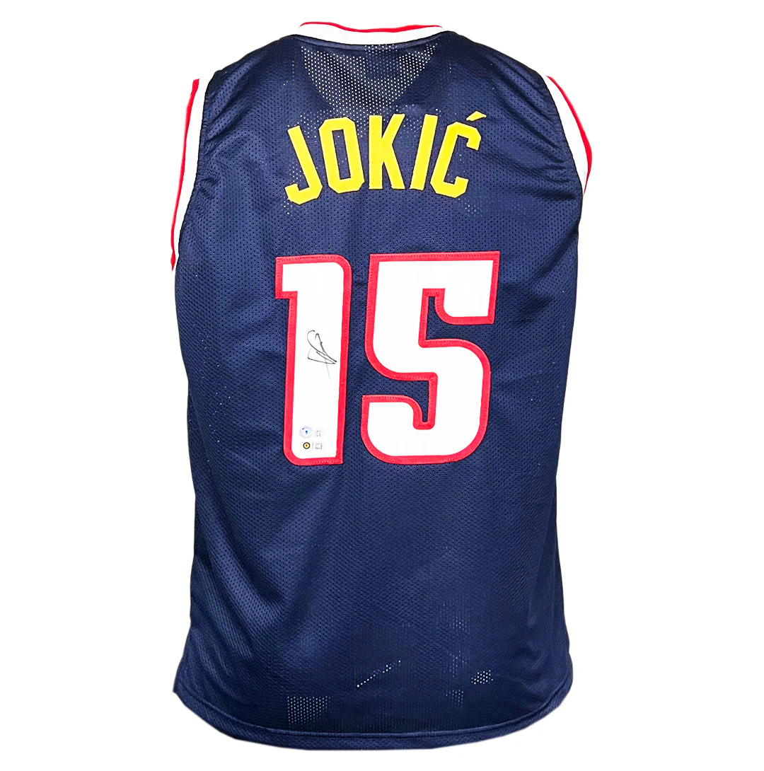 Nikola Jokic Signed Denver Navy Basketball Jersey (JSA)