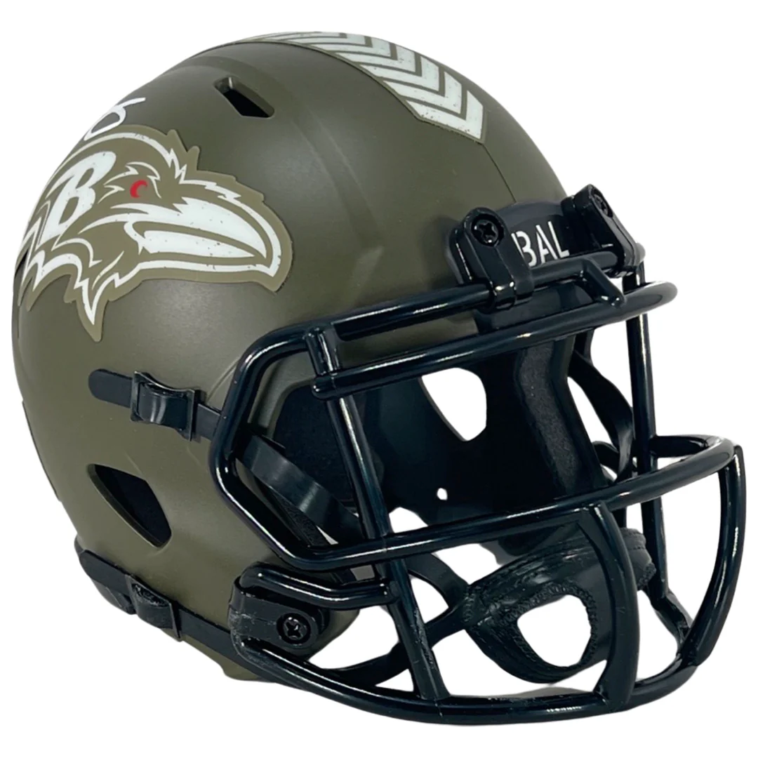 Odell Beckham Jr Signed Baltimore Ravens Salute to Service Speed Mini Football Helmet (Beckett) - Image 3