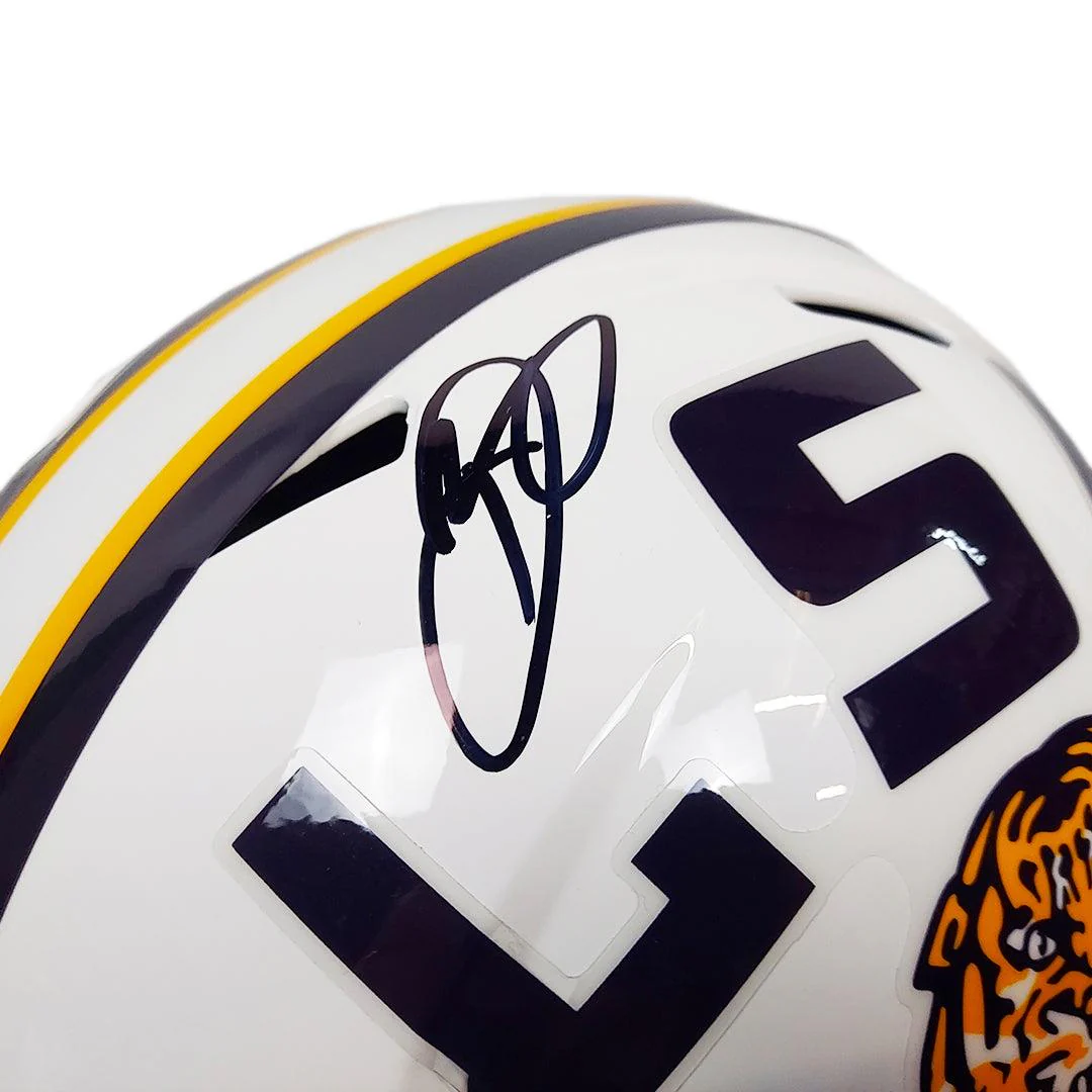 Odell Beckham Jr Signed LSU Tigers Speed Full-Size Replica White Football Helmet (Beckett) - Image 2