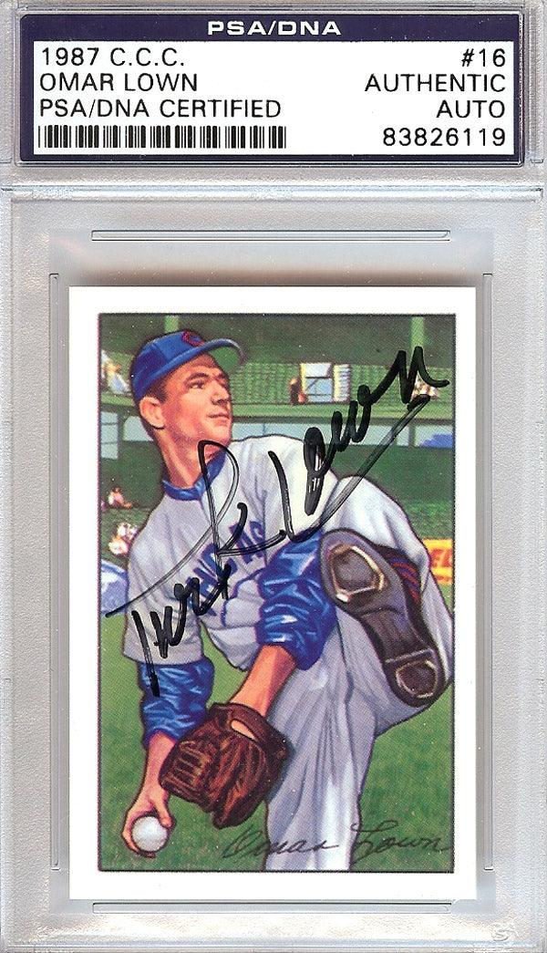 Omar "Turk" Lown Autographed 1952 Bowman Reprints Card #16 Chicago Cubs PSA/DNA #83826119