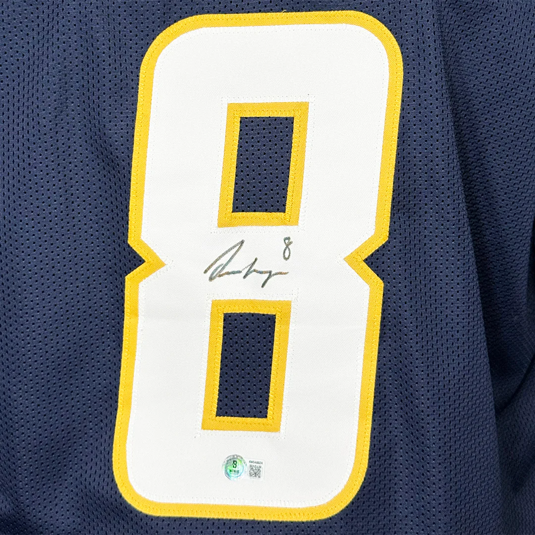 Omarion Hampton Signed Los Angeles Dark Blue Football Jersey (Beckett) - Image 2