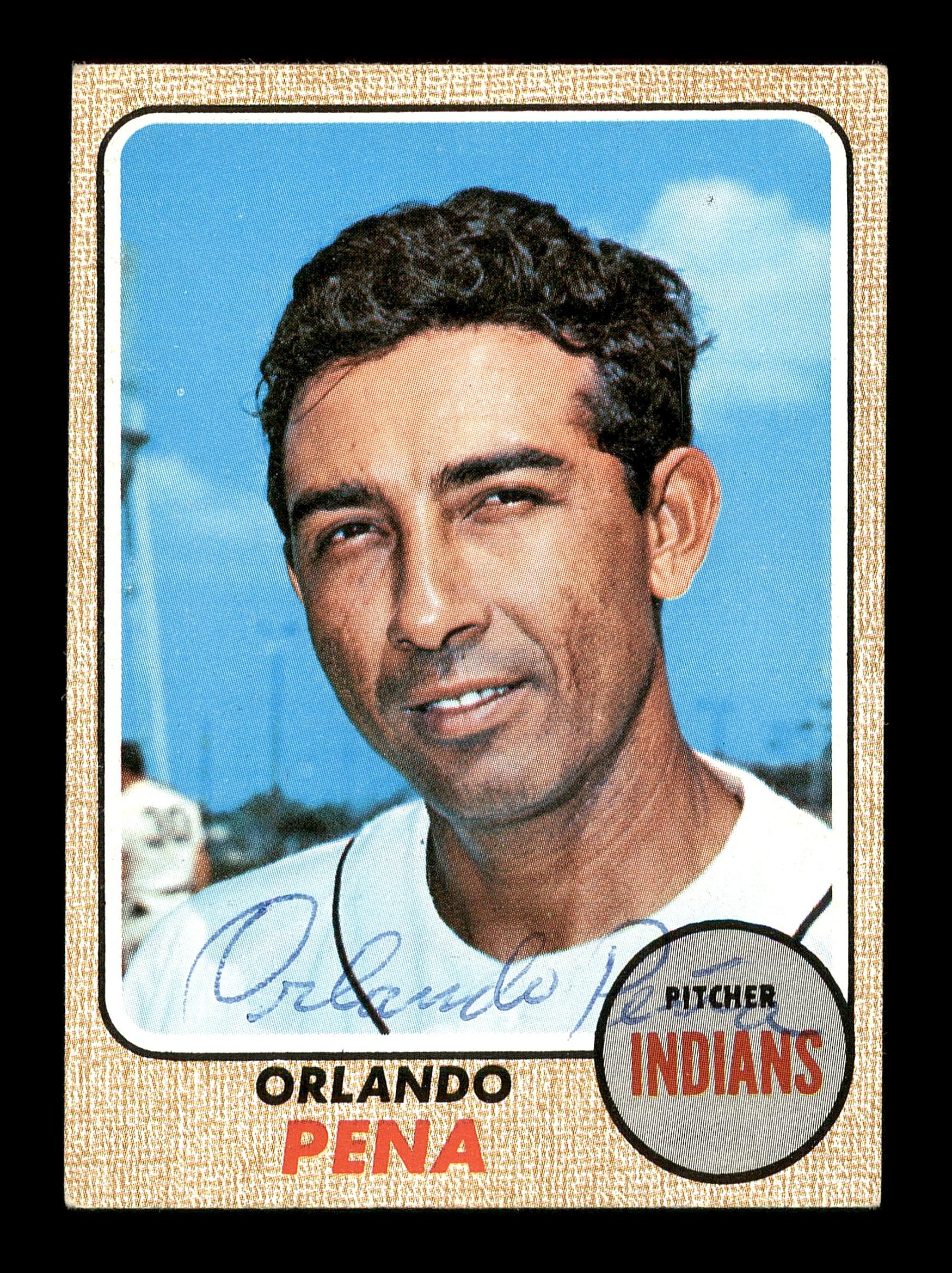 Orlando Pena Autographed 1968 Topps Card #471 Cleveland Indians SKU #167998