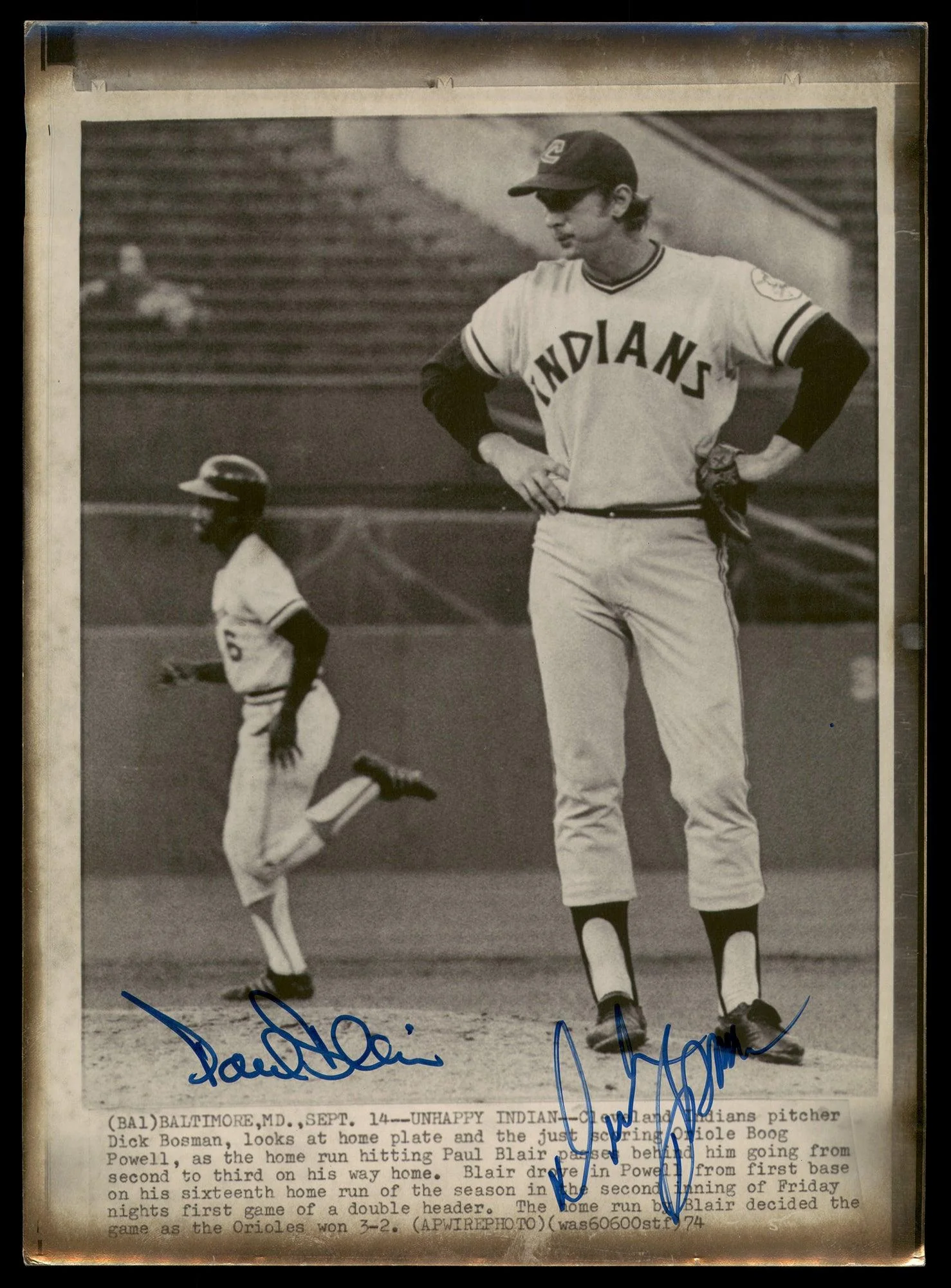 Paul Blair & Dick Bosman Autographed 8x11 AP Photo SKU #185492