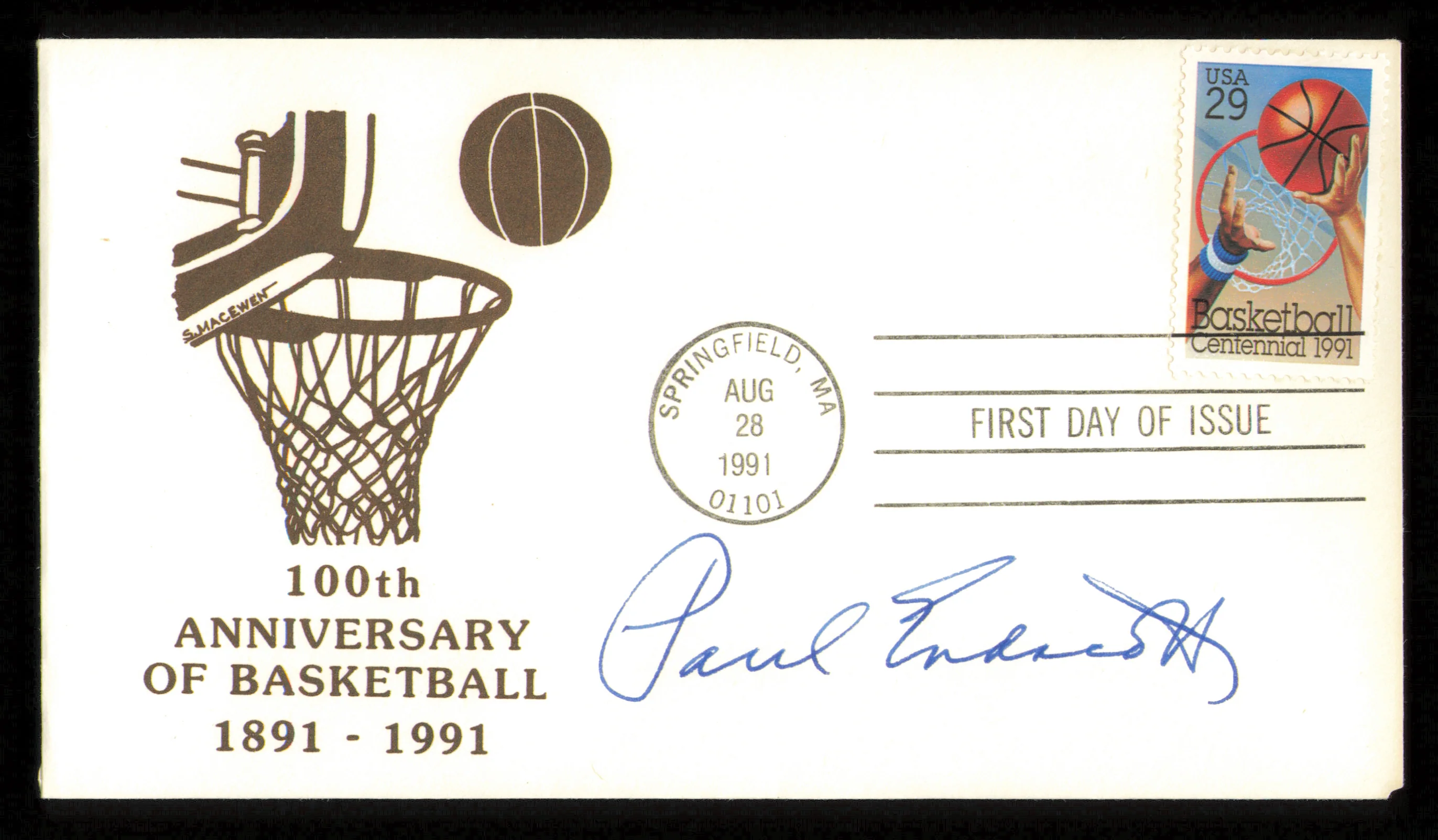 Paul Endacott Autographed 1991 100th Anniversary First Day Cover Kansas