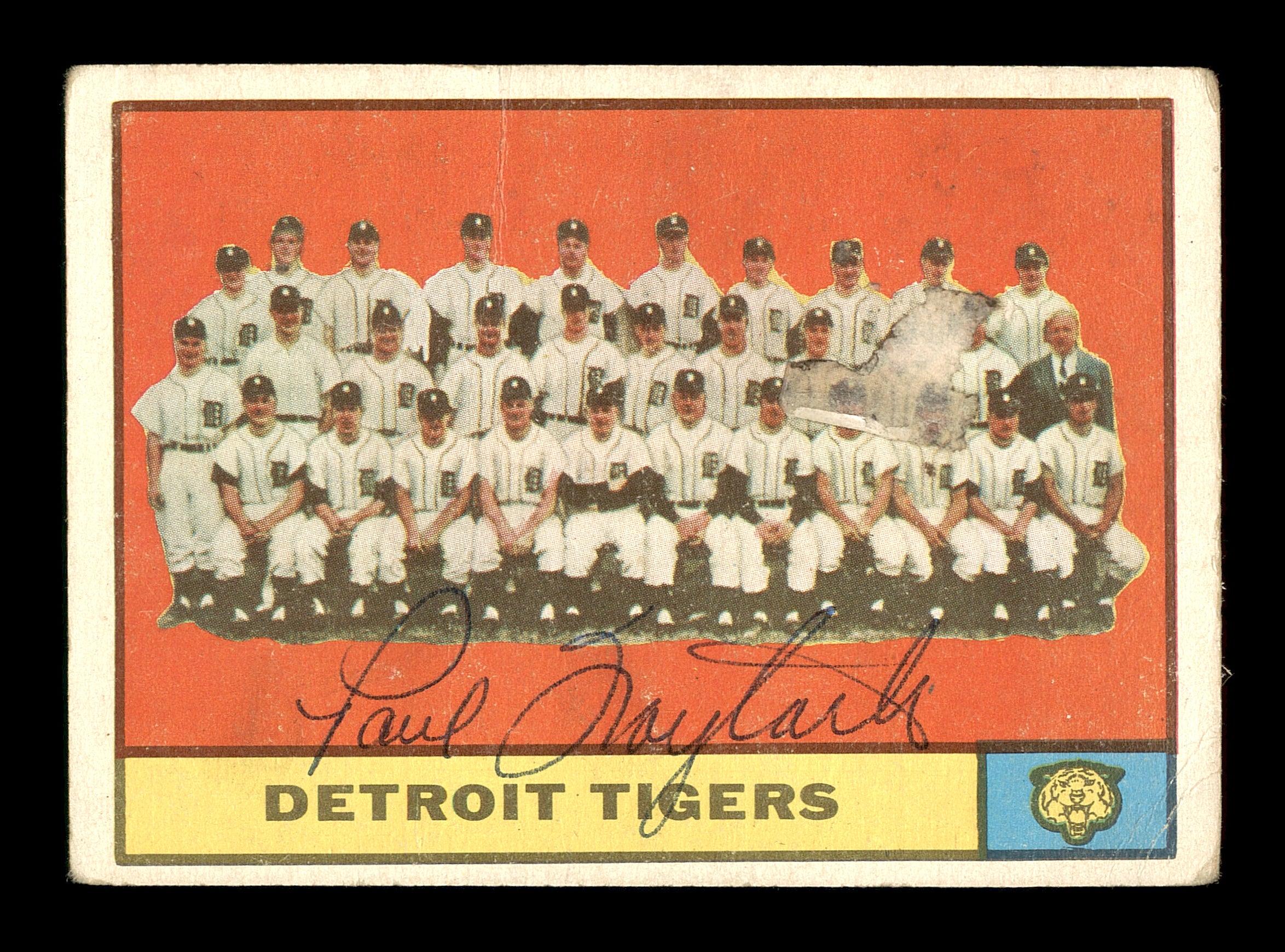 Paul Foytack Autographed 1961 Topps Team Card #51 Detroit Tigers SKU #169741