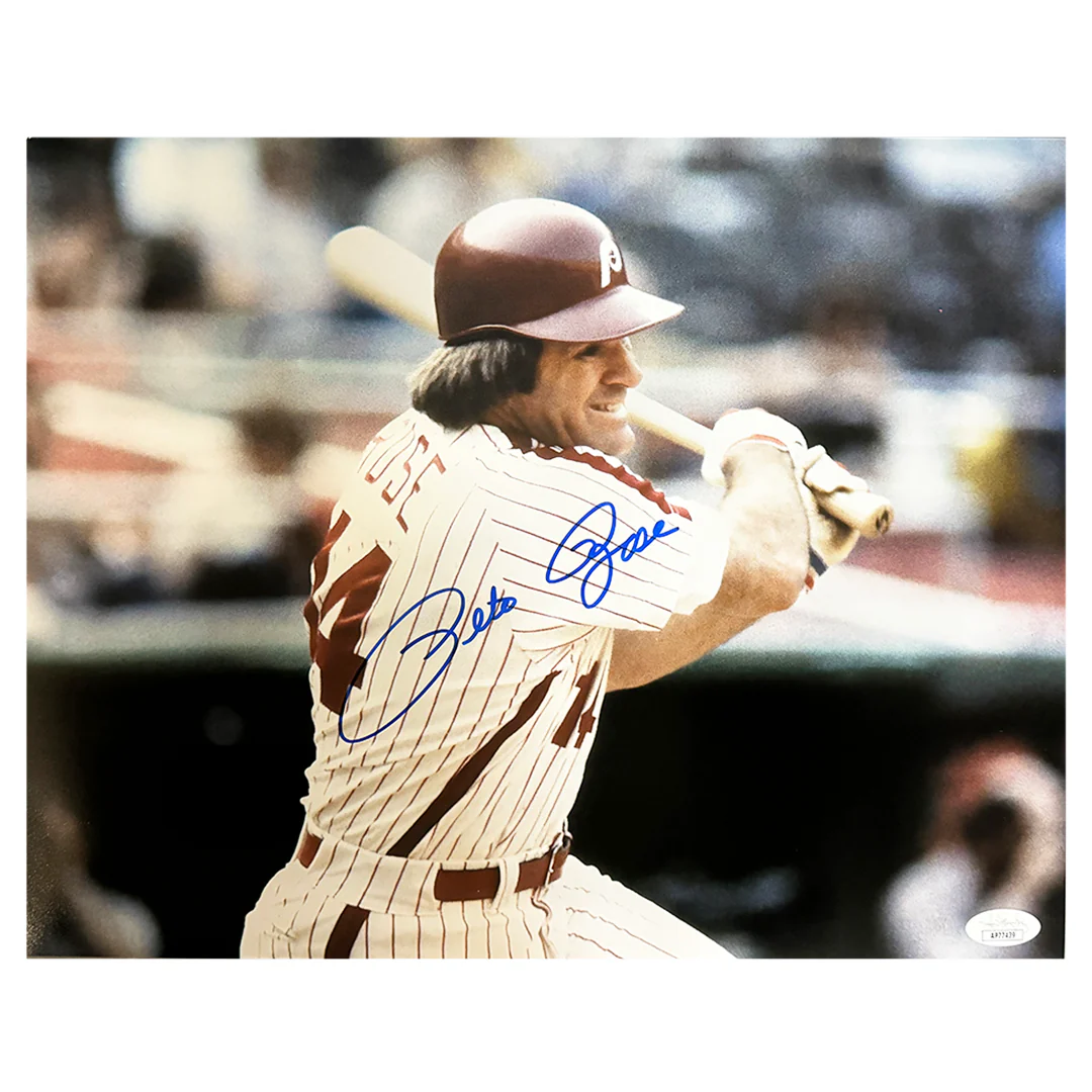 Pete Rose Signed Philadelphia Pose 4 Baseball 8x10 Photo (JSA)