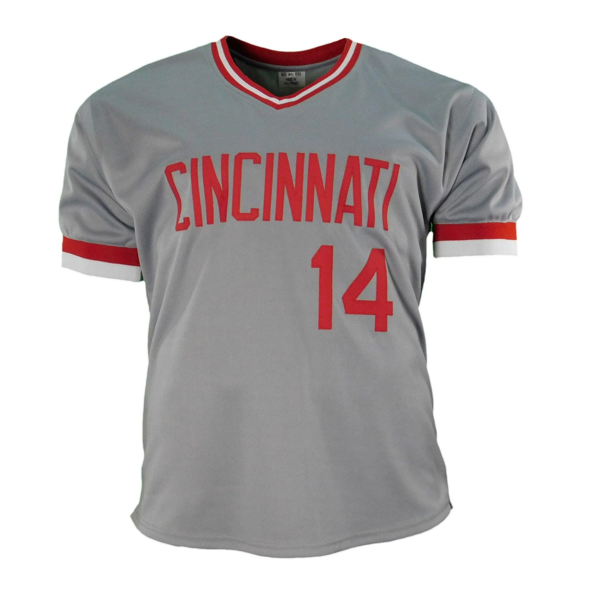 Pete Rose Signed Stats Cincinnati Pro Edition Grey Jersey (JSA) - Image 3