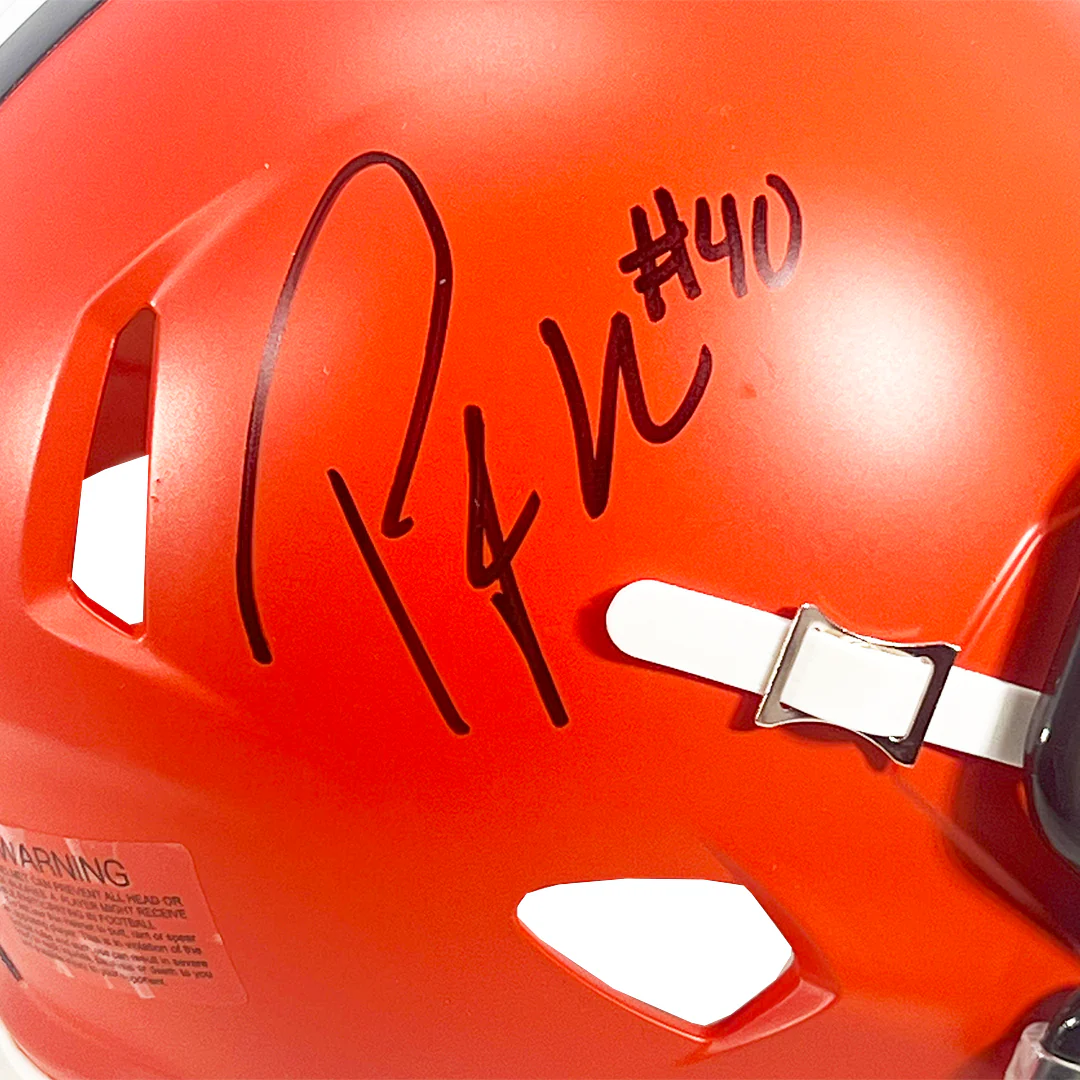 Peyton Hillis Signed Cleveland Browns Speed Mini Football Helmet (JSA) - Image 2