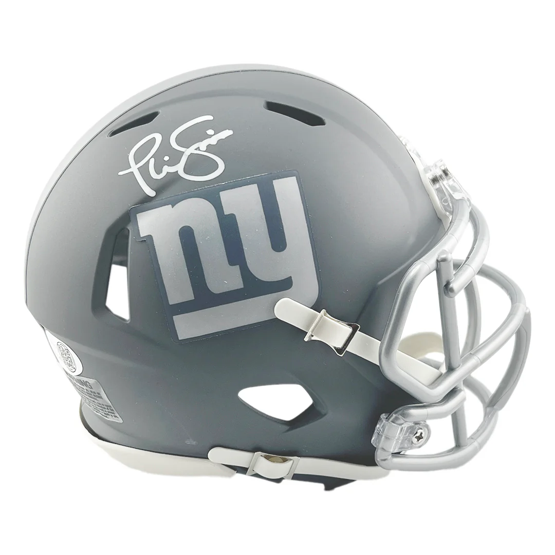 Phil Simms Signed New York Giants Slate Alternate Speed Mini Football Helmet (JSA)