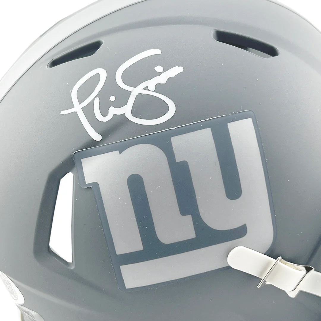 Phil Simms Signed New York Giants Slate Alternate Speed Mini Football Helmet (JSA) - Image 2