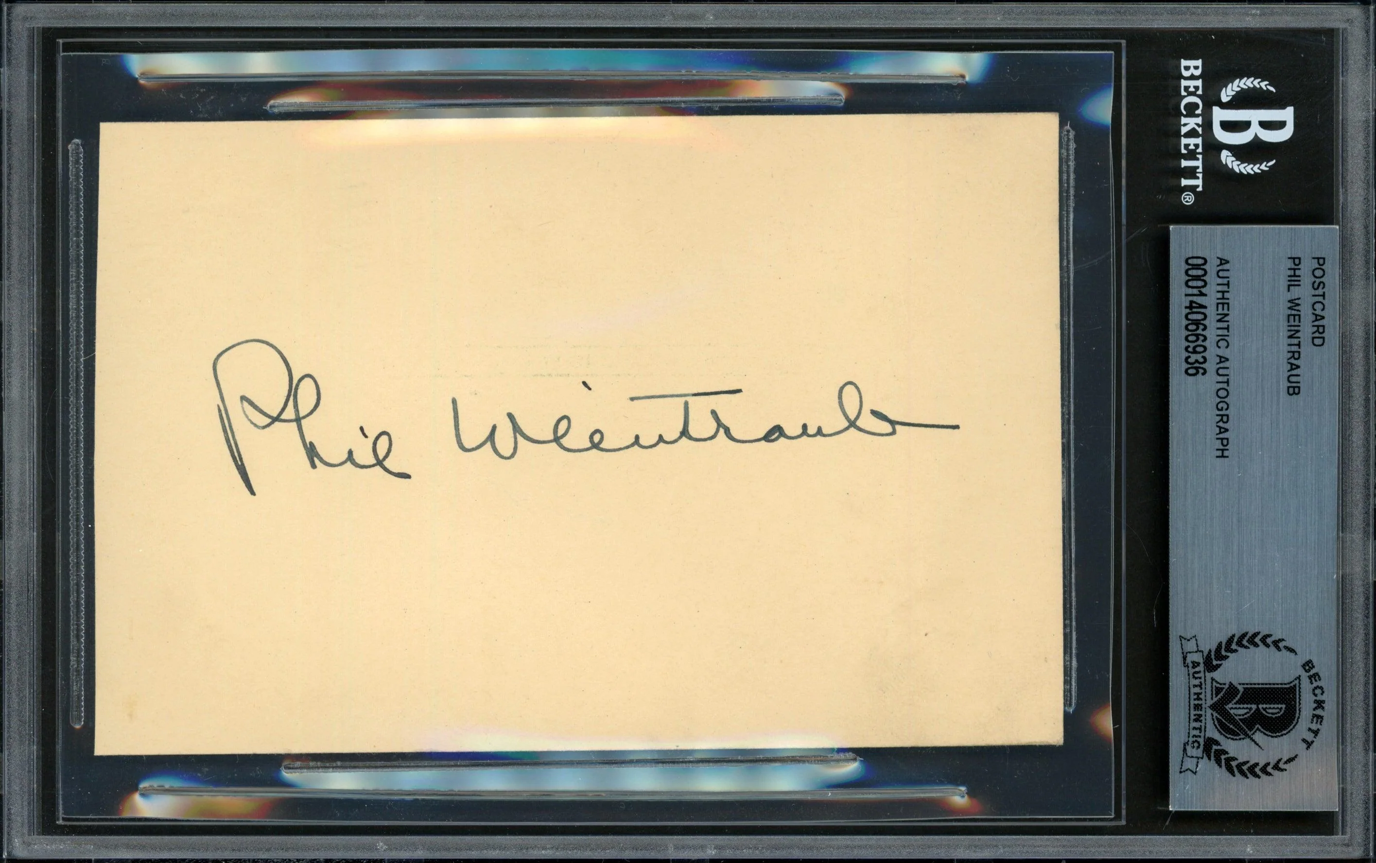 Phil Weintraub Autographed 3.25x5.5 Government Postcard New York Giants Beckett BAS #14066936