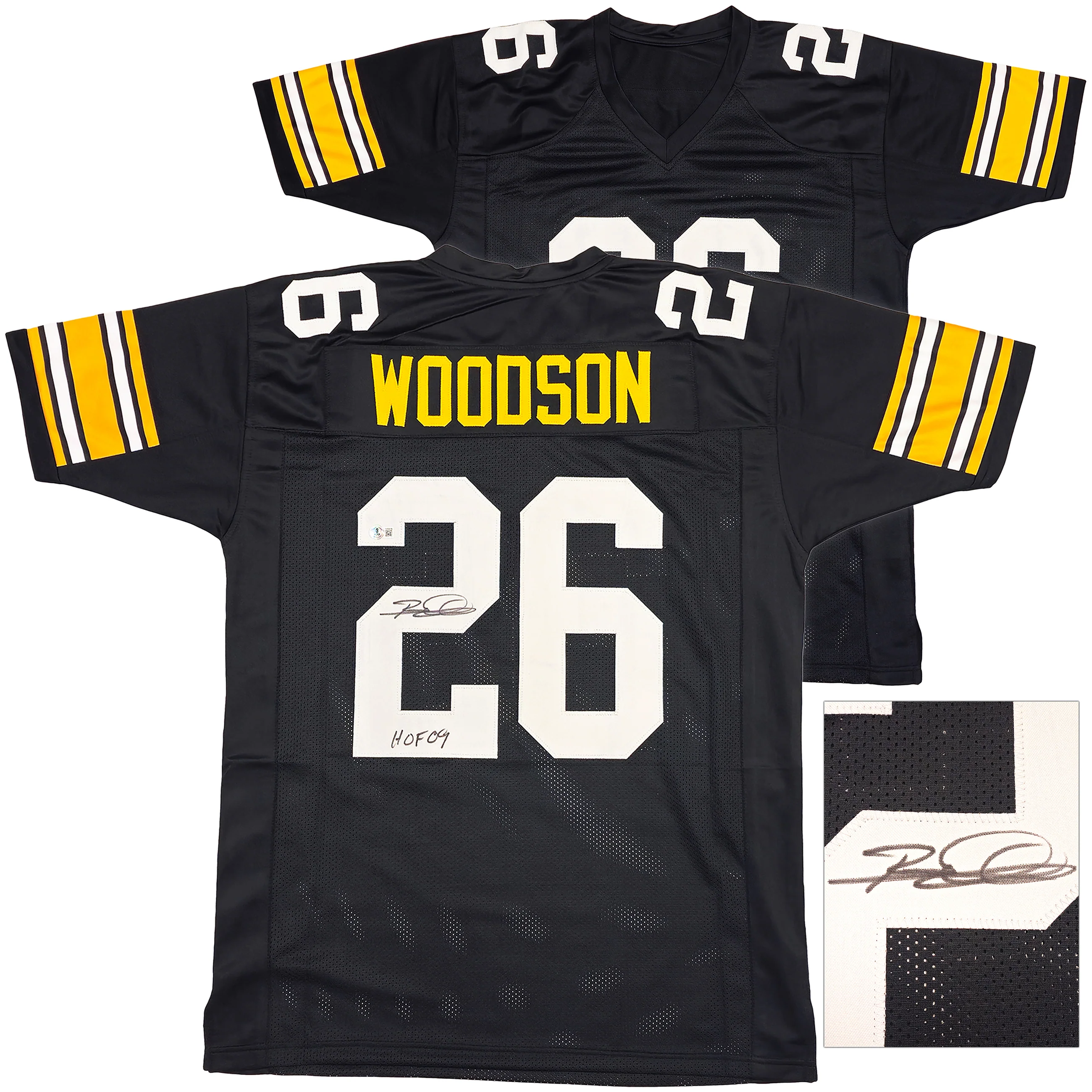 Pittsburgh Steelers Rod Woodson Autographed Black Jersey "HOF 09" Beckett BAS Witness