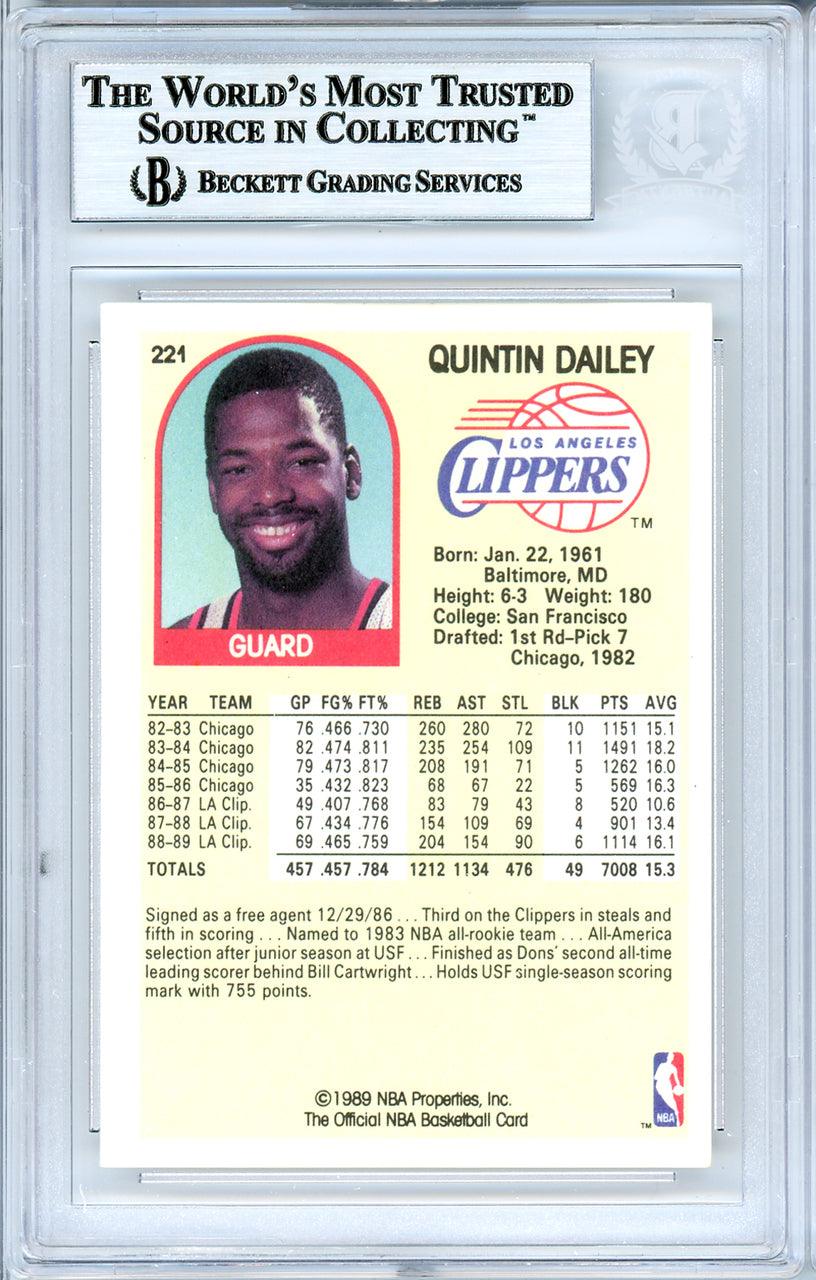 Quintin Dailey Autographed 1989-90 Hoops Card #221 Los Angeles Clippers Beckett BAS #10739127 - Image 2