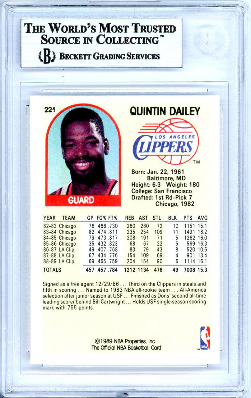 Quintin Dailey Autographed 1989-90 Hoops Card #221 Los Angeles Clippers Beckett BAS #10739128 - Image 2