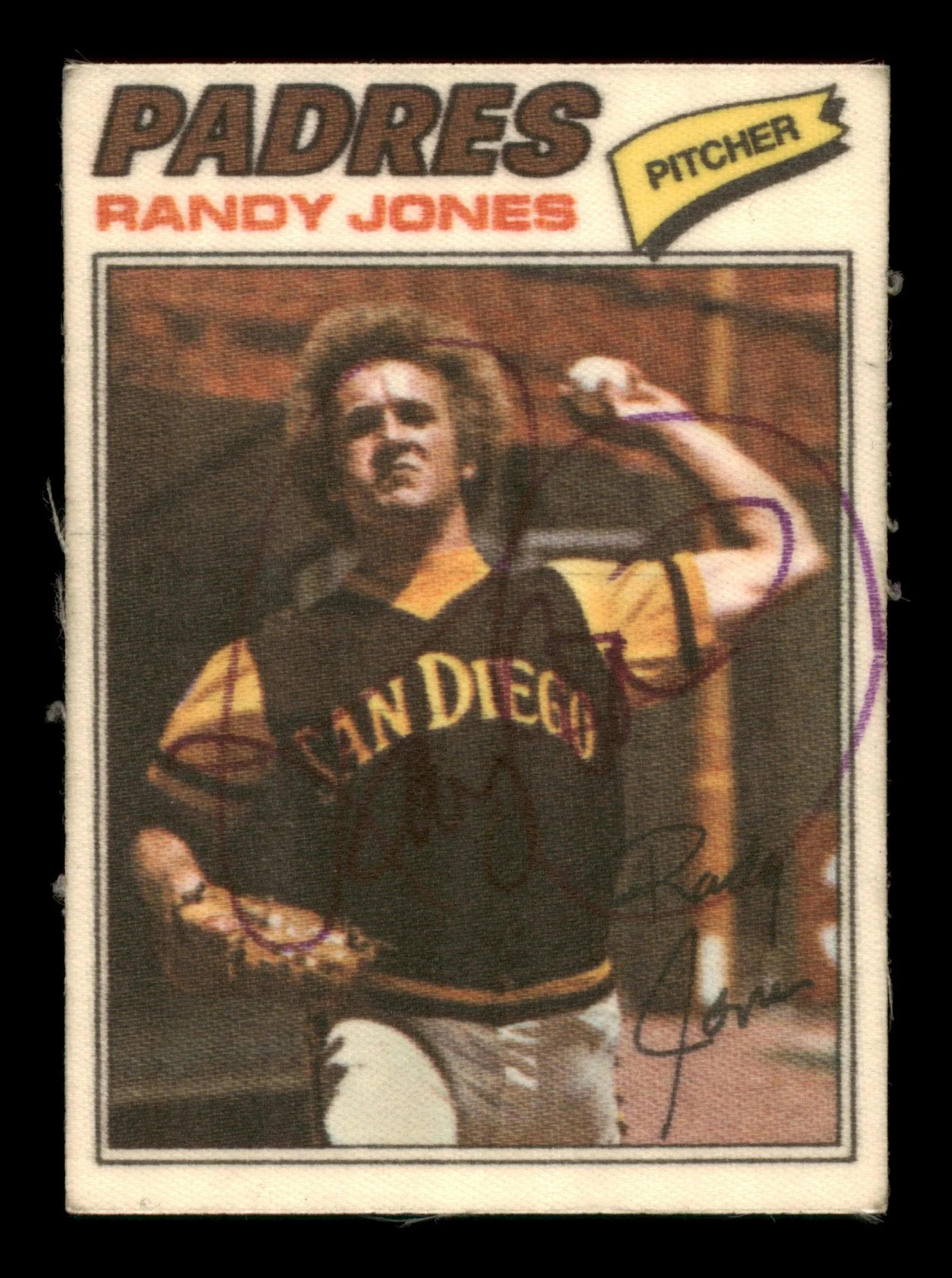 Randy Jones Autographed 1977 Topps Stickers Card #23 San Diego Padres SKU #204963