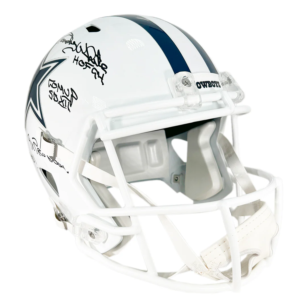 Randy White Signed Multi-Inscription Dallas Cowboys Alt 2022 Speed Full-Size Replica Football Helmet (Beckett) - Image 3