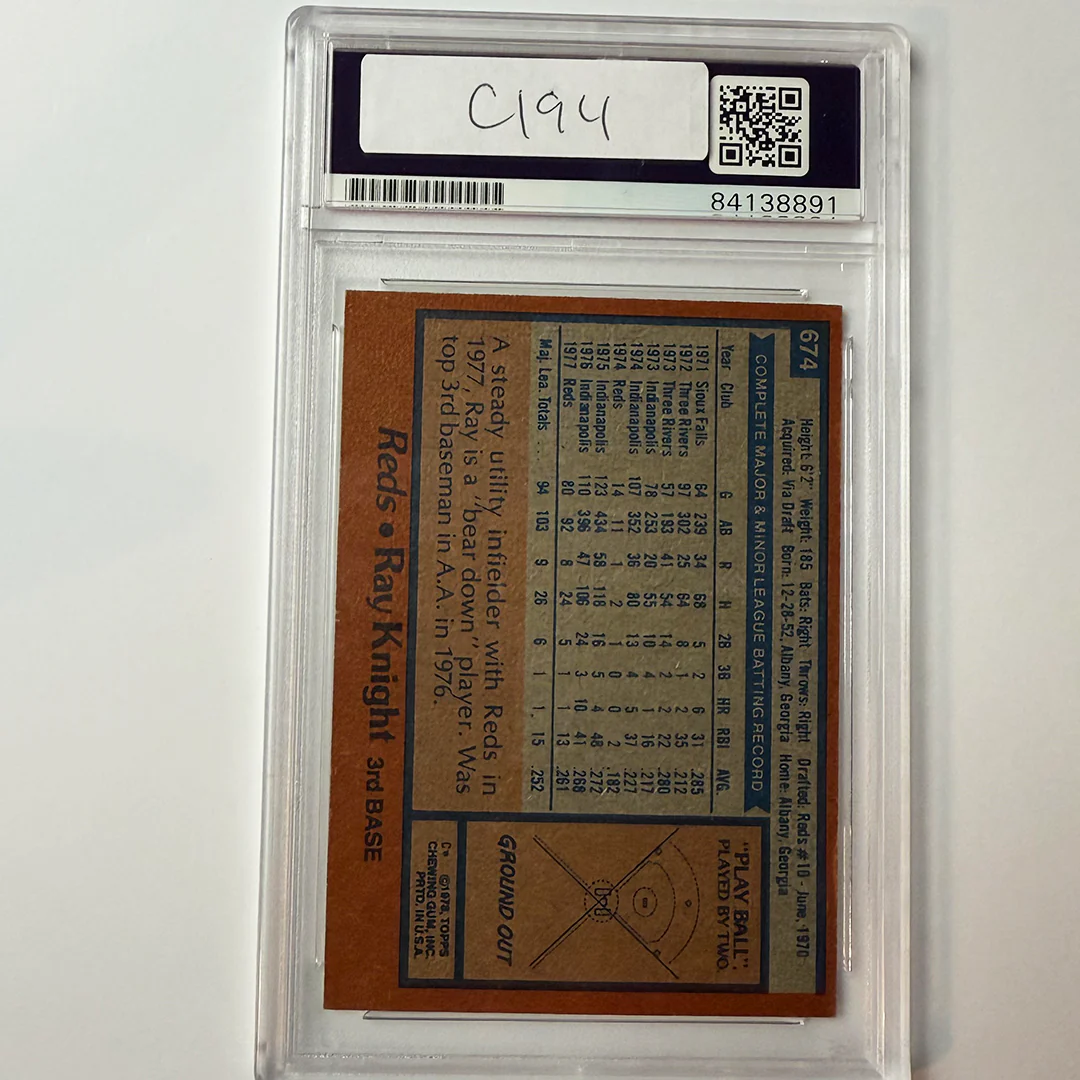 Ray Knight Signed 1978 Topps Rookie #674 PSA Auto Authentic - Image 2