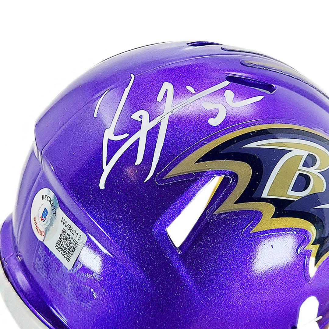 Ray Lewis Signed Baltimore Ravens Flash Speed Mini Football Helmet (Beckett) - Image 2