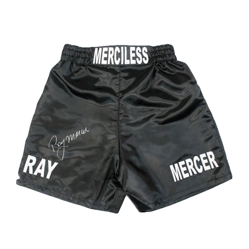 Ray Mercer Autographed Boxing Trunks Black (JSA)