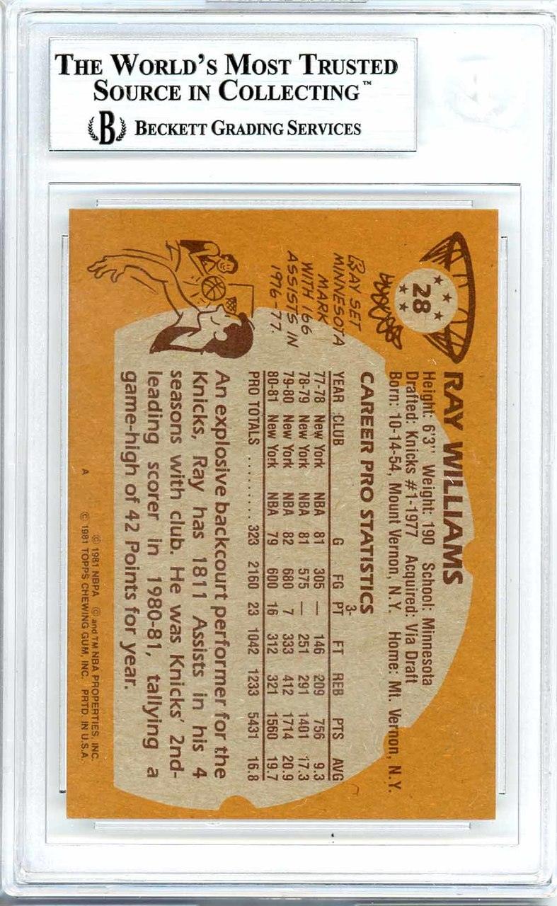 Ray Williams Autographed 1981-82 Topps Card #28 New York Knicks Beckett BAS #10712281 - Image 2