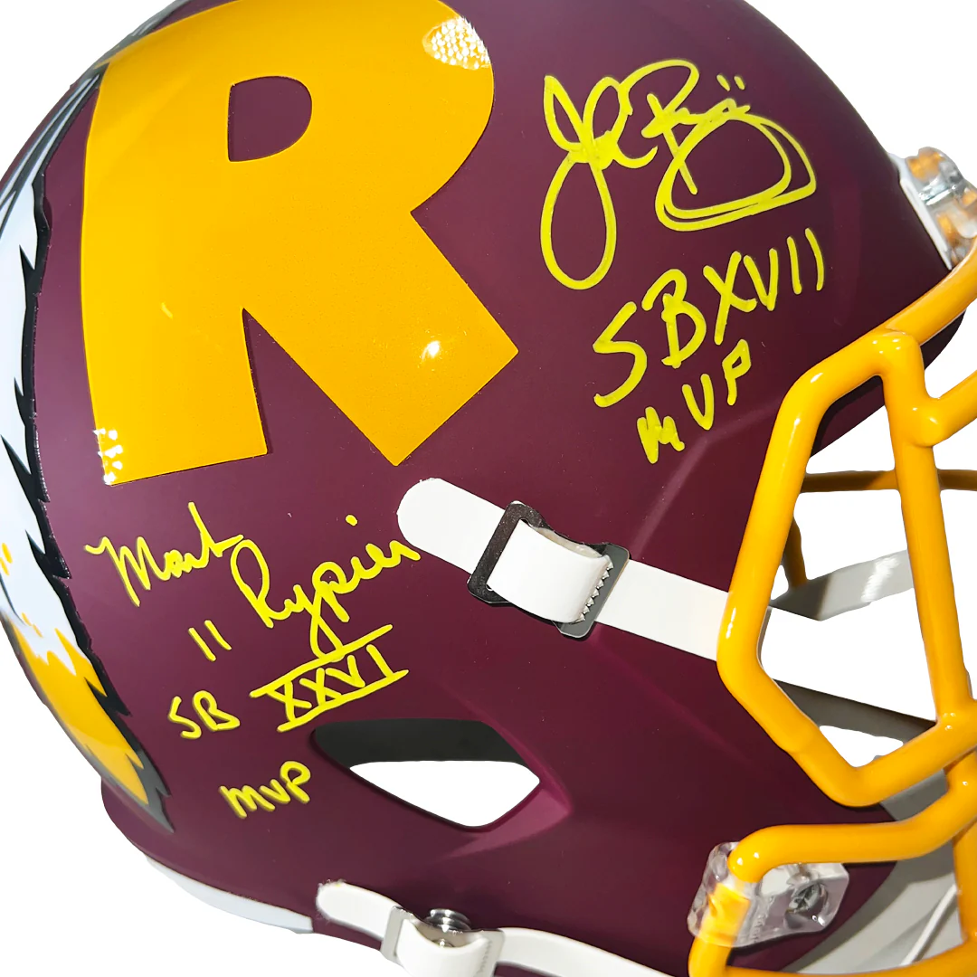 Redskins Triplets Signed SB MVP Inscriptions Washington Redskins AMP Full-Size Replica Football Helmet (Beckett) - Image 3