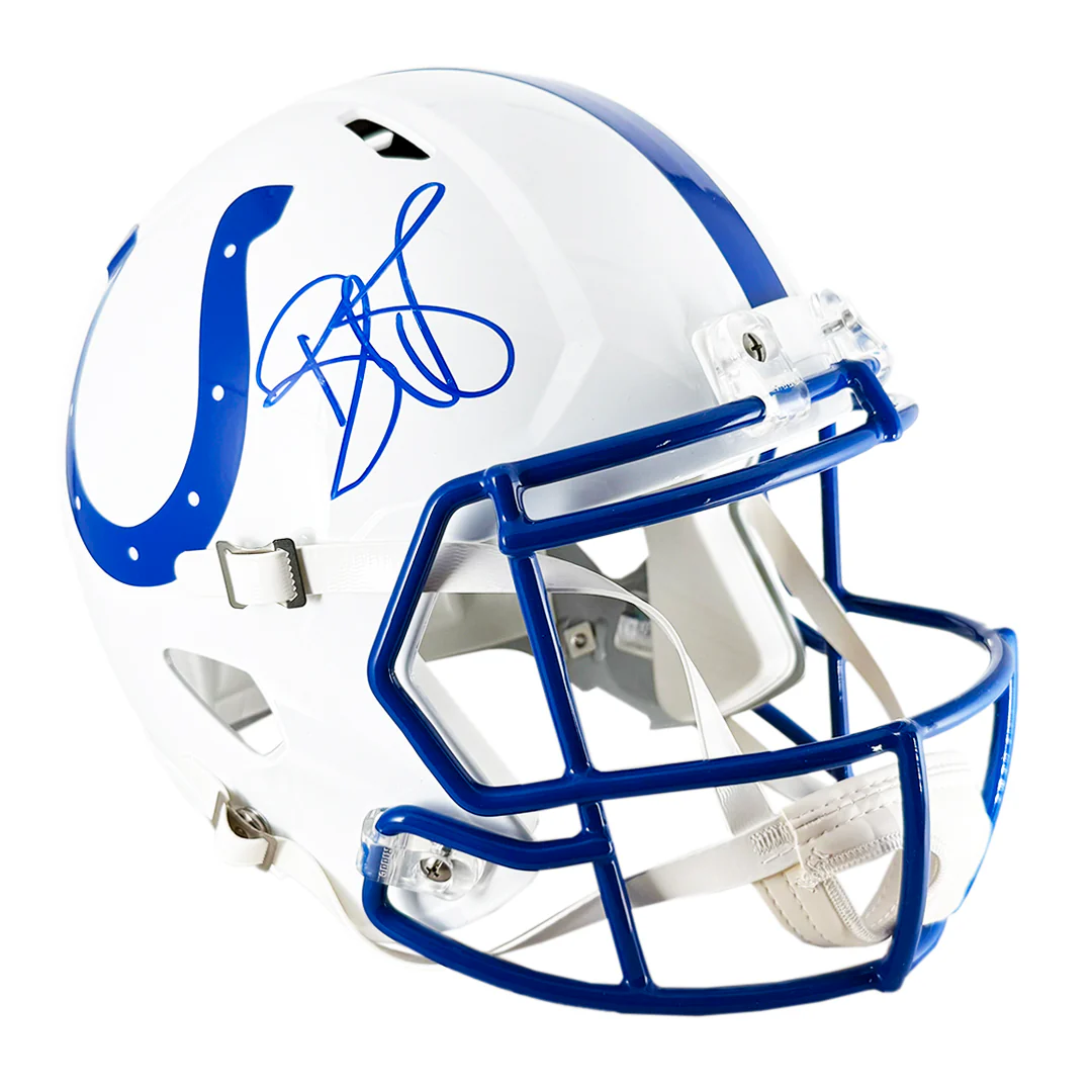 Reggie Wayne Signed Indianapolis Colts Throwback 95-03 Speed Full-Size Replica Football Helmet (Beckett) - Image 3