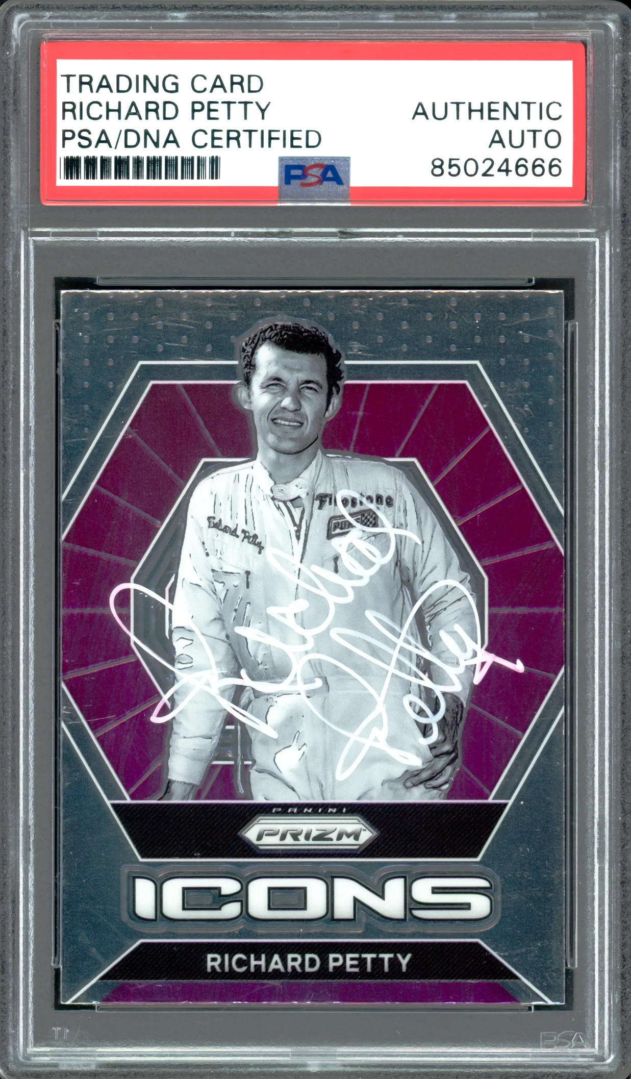 Richard Petty Autographed 2022 Panini Prizm Card #81 Card Nascar PSA/DNA
