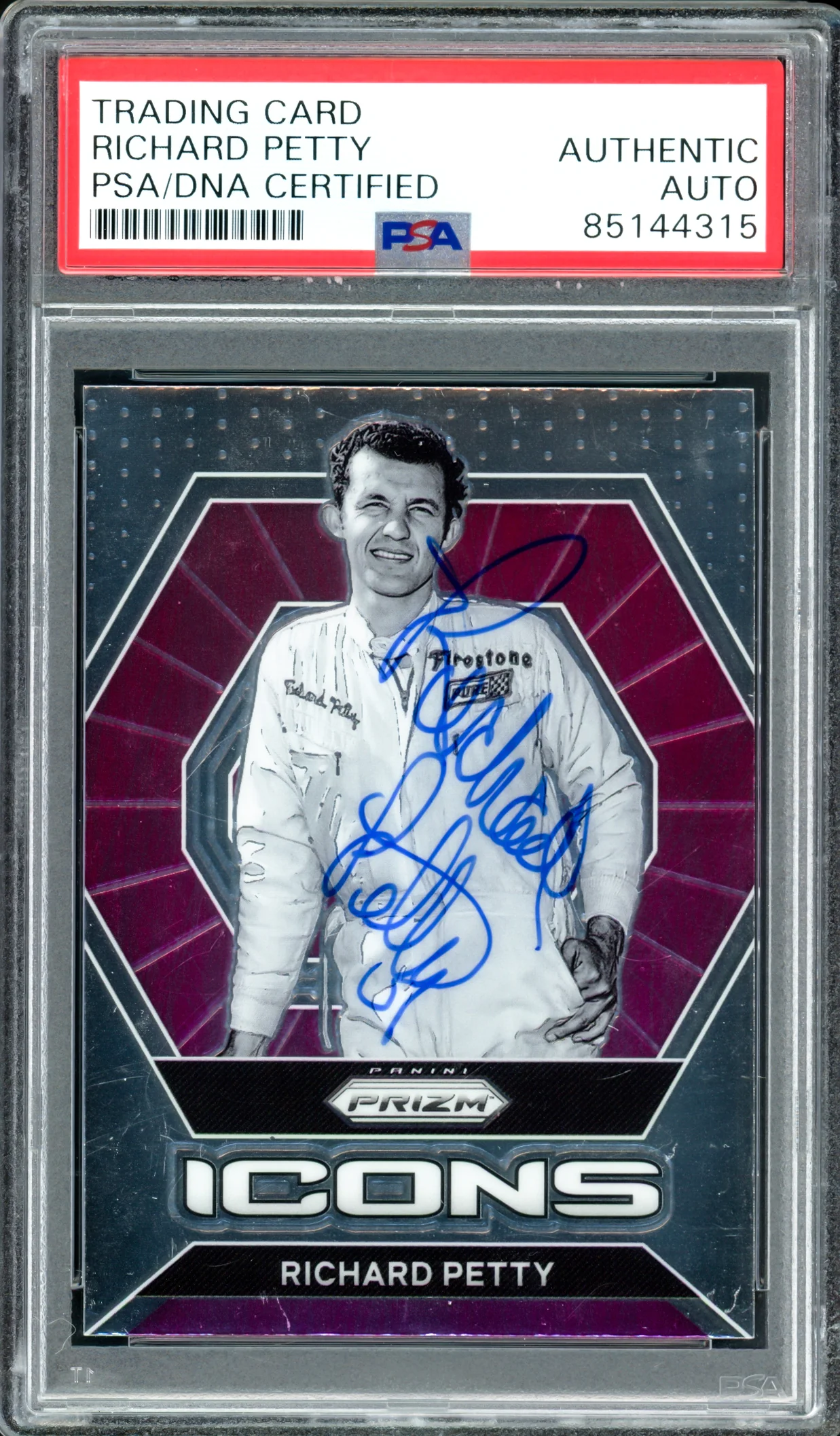 Richard Petty Autographed 2022 Panini Prizm Card #81 PSA/DNA #85144315