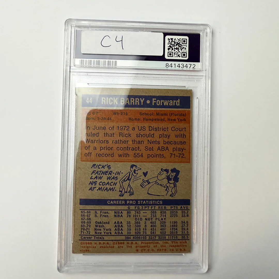 Rick Barry Signed 1972-73 Topps #44 With 3 Inscriptions PSA Auto Authentic - Image 2