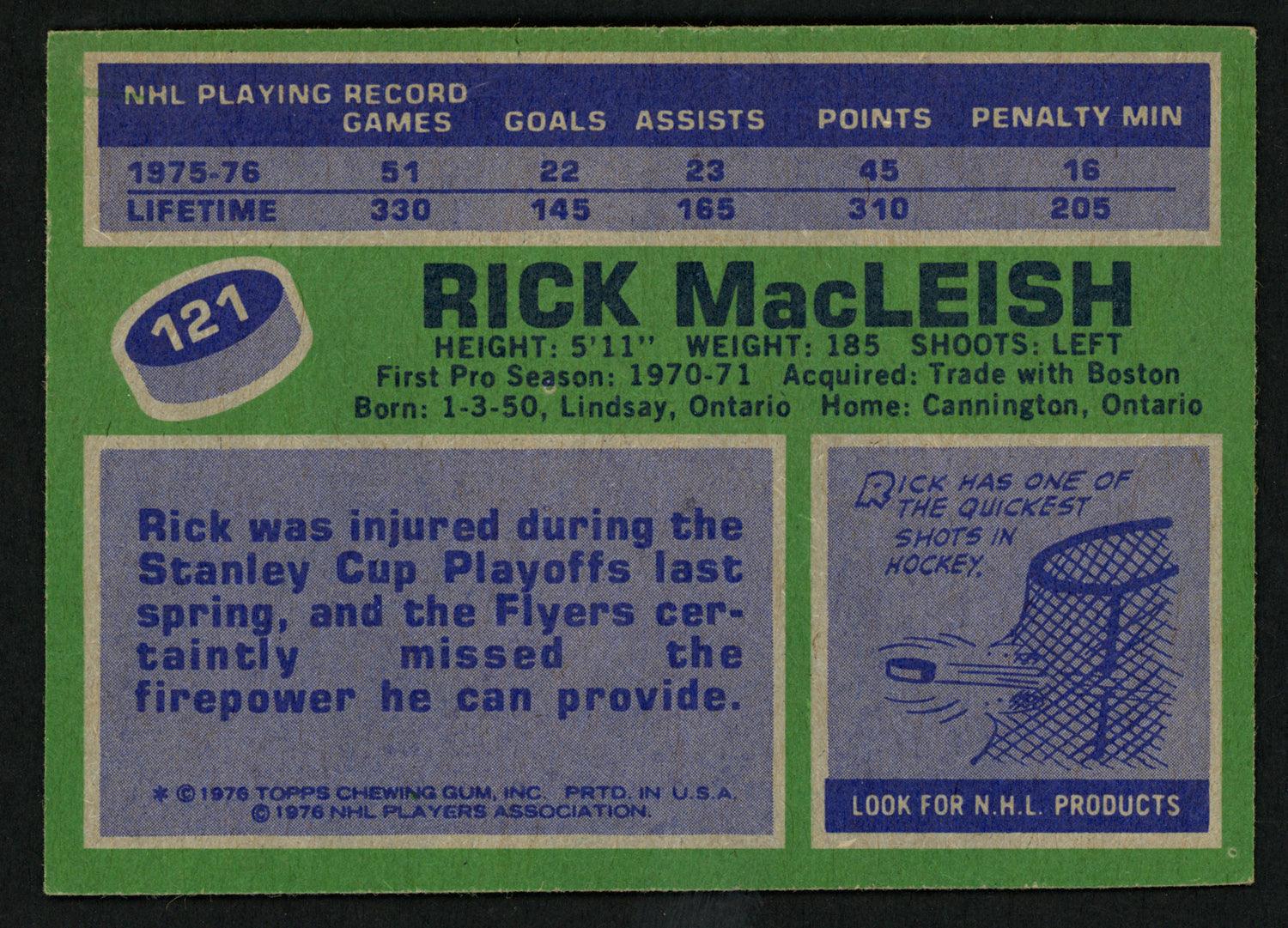 Rick MacLeish Autographed 1976-77 Topps Card #121 Philadelphia Flyers SKU #150184 - Image 2
