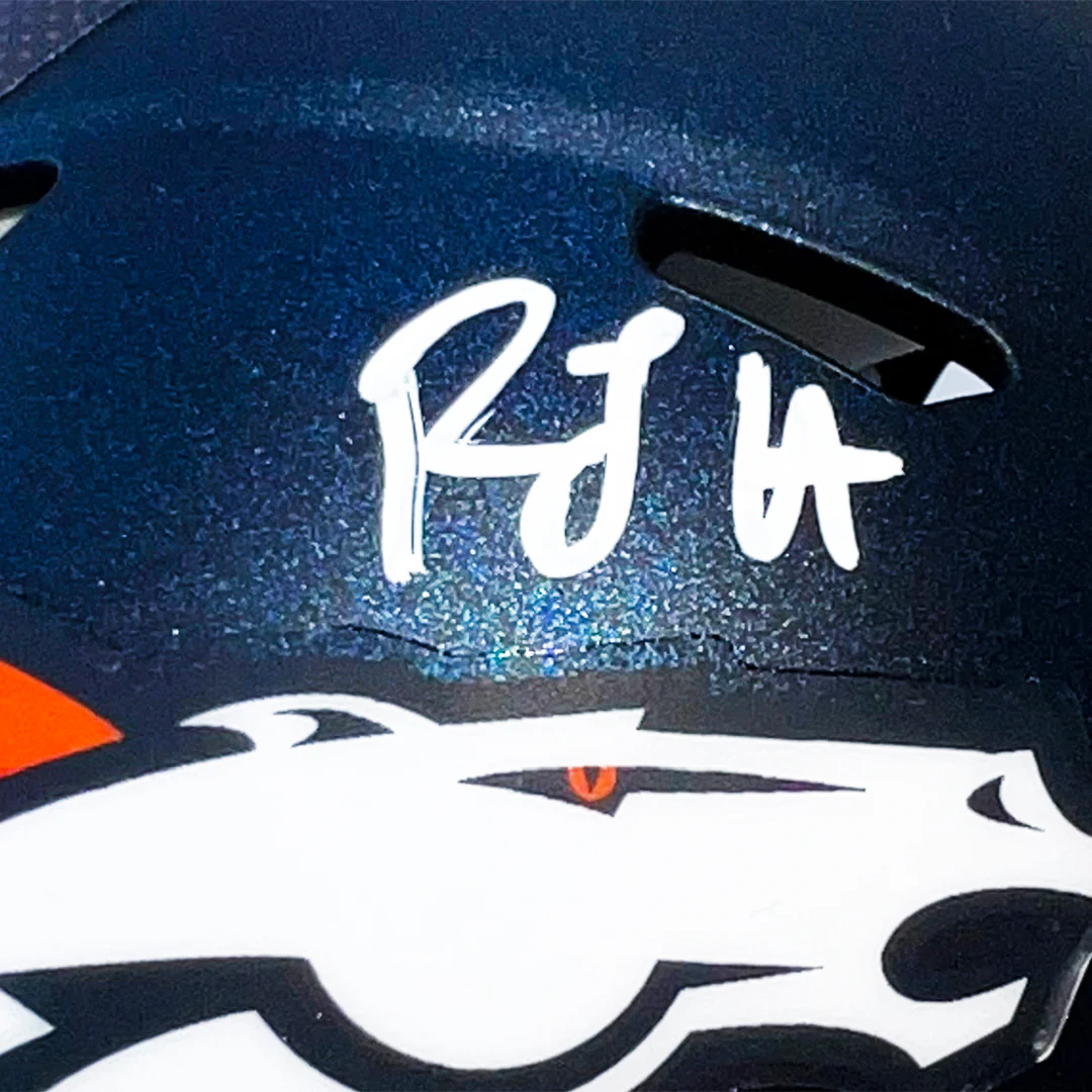 RJ Harvey Signed Denver Broncos Speed Mini Football Helmet (JSA) - Image 2