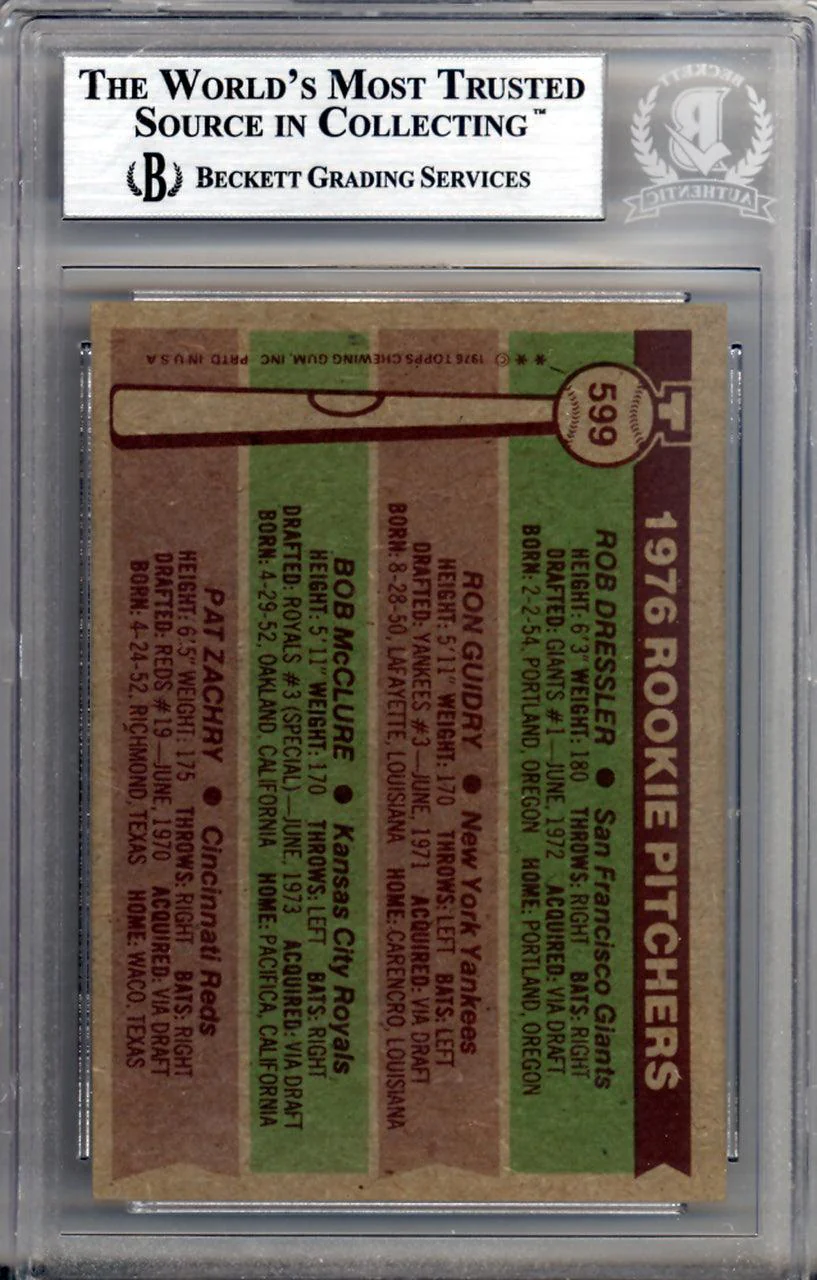 Rob Dressler & Bob Mcclure Autographed 1976 Topps Rookie Card #599 Beckett BAS #10211401 - Image 2