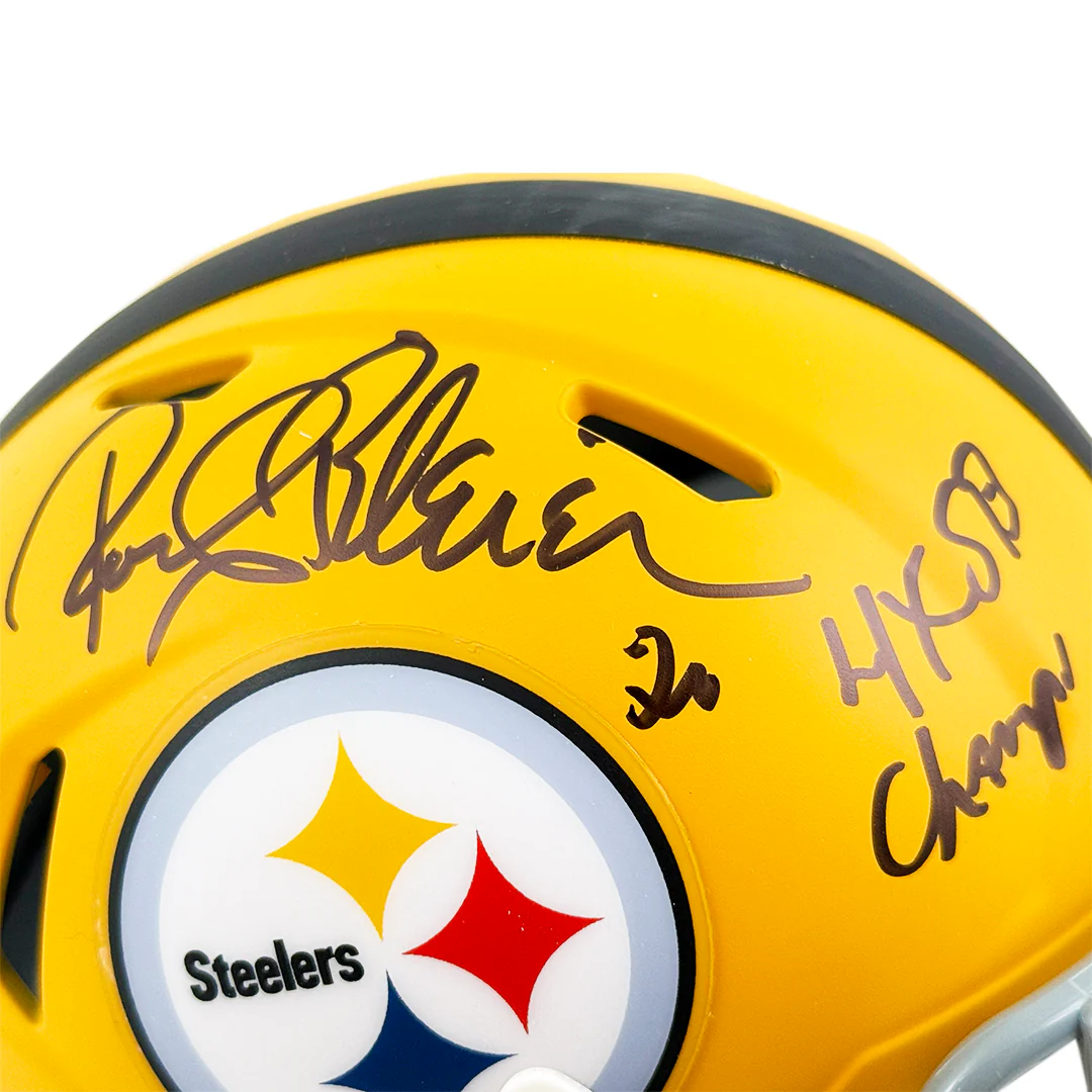 Rocky Bleier Signed 4x SB Champs Inscription Pittsburgh Steelers Alt 2025 Speed Mini Football Helmet (JSA) - Image 2