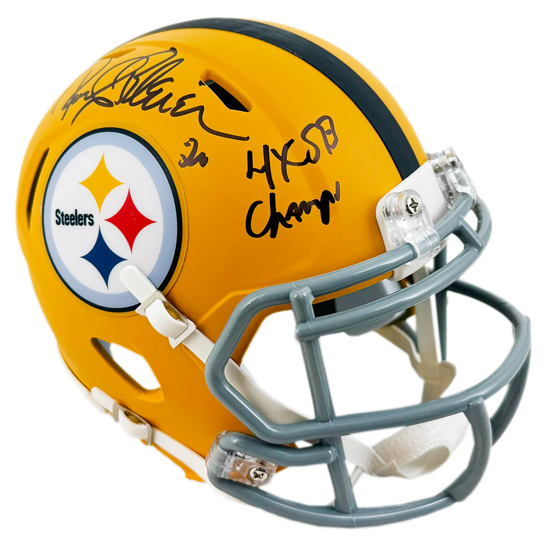 Rocky Bleier Signed 4x SB Champs Inscription Pittsburgh Steelers Alt 2025 Speed Mini Football Helmet (JSA) - Image 3