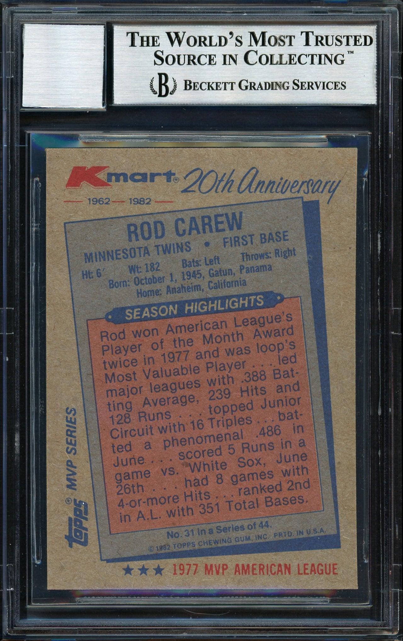 Rod Carew Autographed 1982 Topps K-Mart Card #31 California Angels Auto Grade 10 Beckett BAS #12511241 - Image 2