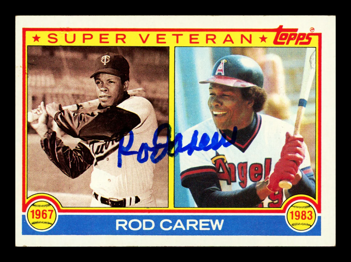 Rod Carew Autographed 1983 Topps Super Veteran Card #201 California Angels Stock #211305