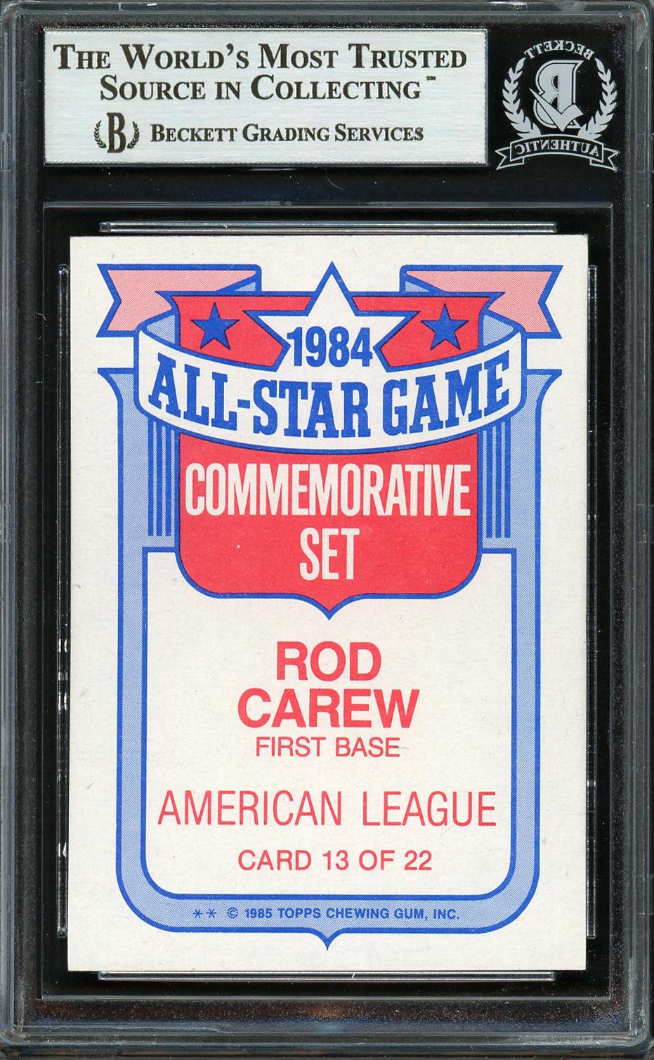Rod Carew Autographed 1985 Topps All Star Set Card #13 California Angels Beckett BAS Stock #193243 - Image 2