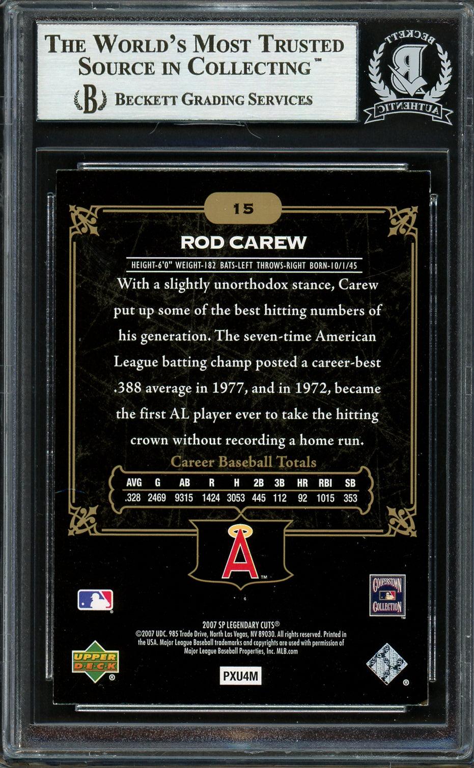 Rod Carew Autographed 2007 SP Legendary Cuts Card #15 California Angels Beckett BAS #12754172 - Image 2