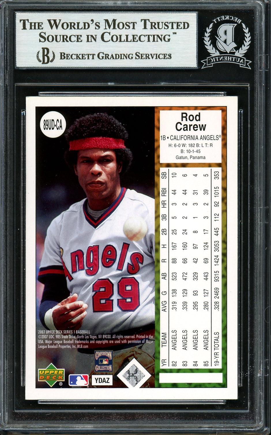 Rod Carew Autographed 2007 Upper Deck 1989 Reprints Card #89UD-CA California Angels Beckett BAS #12754174 - Image 2