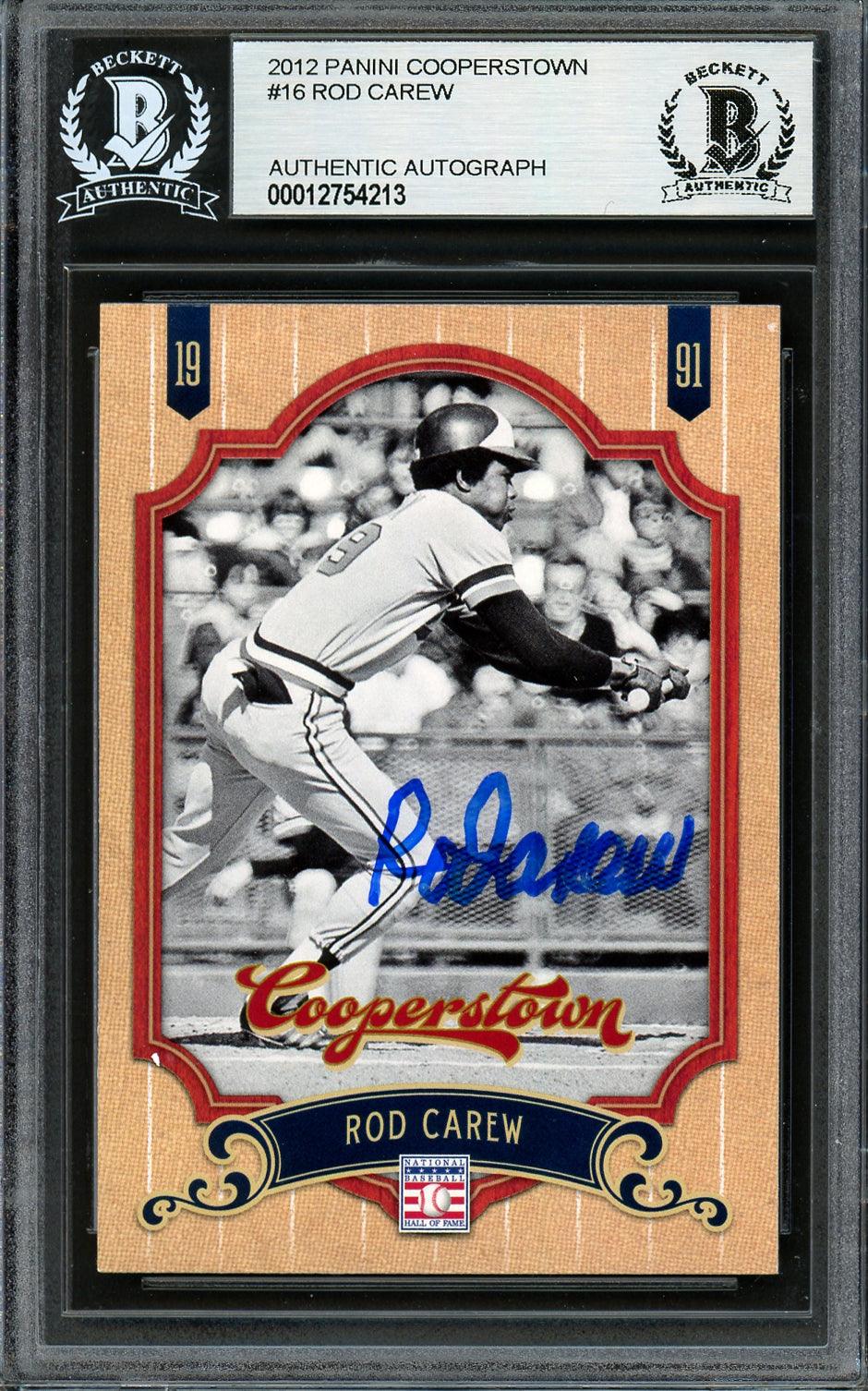 Rod Carew Autographed 2012 Panini Cooperstown Card #16 Minnesota Twins Beckett BAS #12754213