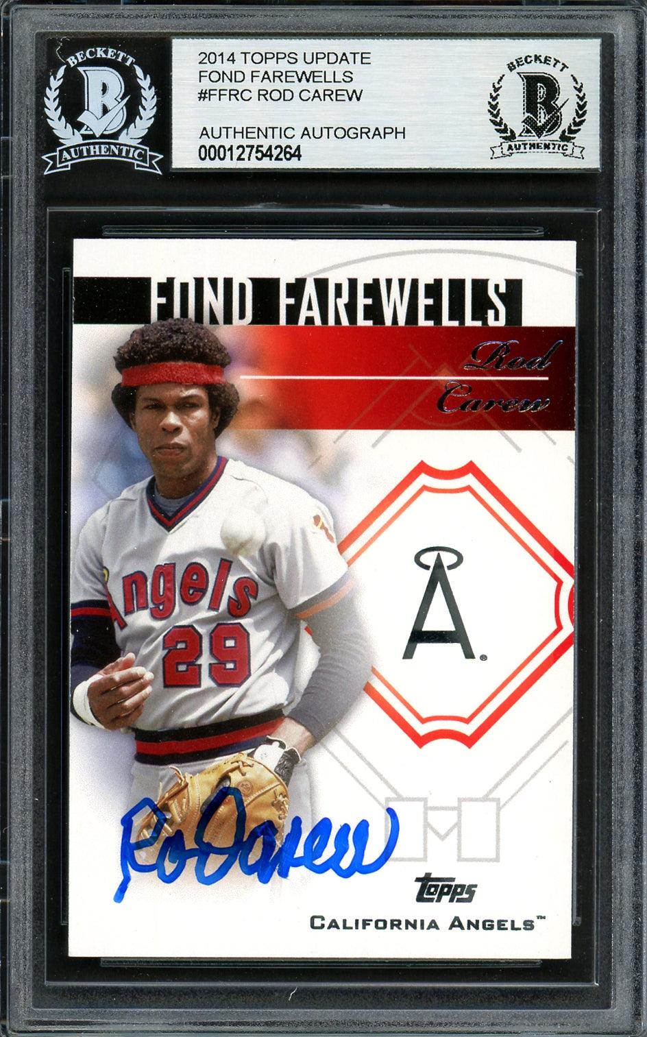 Rod Carew Autographed 2014 Topps Fond Farewells Card #FF-RC California Angels Beckett BAS #12754264
